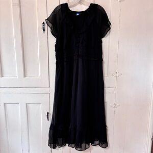 Old Navy Black Midi Dress with Ruffle Detail